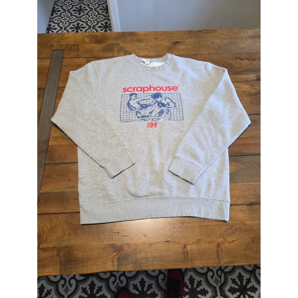 Scraphouse Sweatshirt Mens L Large Grey New Violence Muay Thai Kickboxing Crew